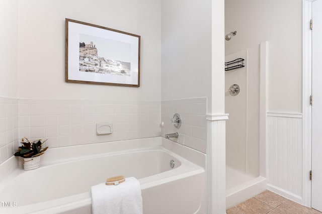 202 Chapel Valley Ln, Apex, NC 27502 - full bathroom with a garden tub, tile patterned flooring, and a stall shower