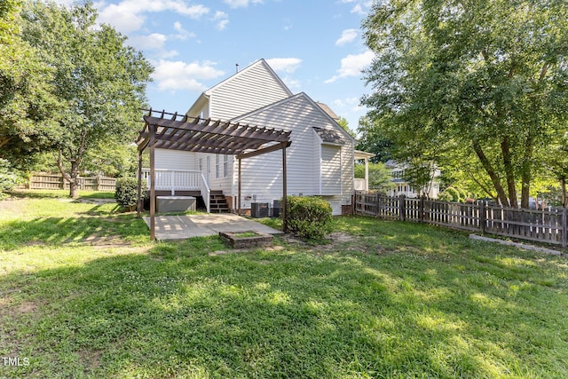 202 Chapel Valley Ln, Apex, NC 27502 - fenced backyard featuring a pergola and a patio area