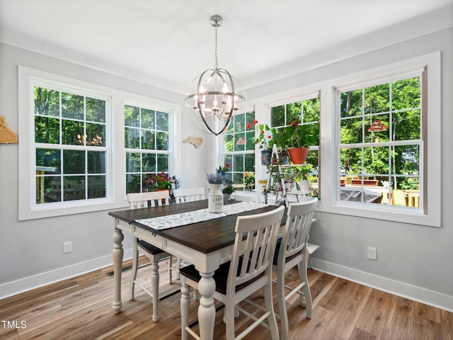 1176 Sagamore Dr, Louisburg, NC 27549 - dining room with a chandelier, plenty of natural light, and wood finished floors