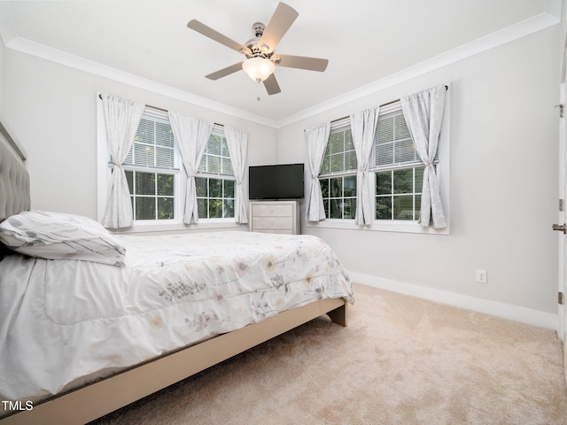 1176 Sagamore Dr, Louisburg, NC 27549 - bedroom featuring ornamental molding, carpet flooring, and ceiling fan