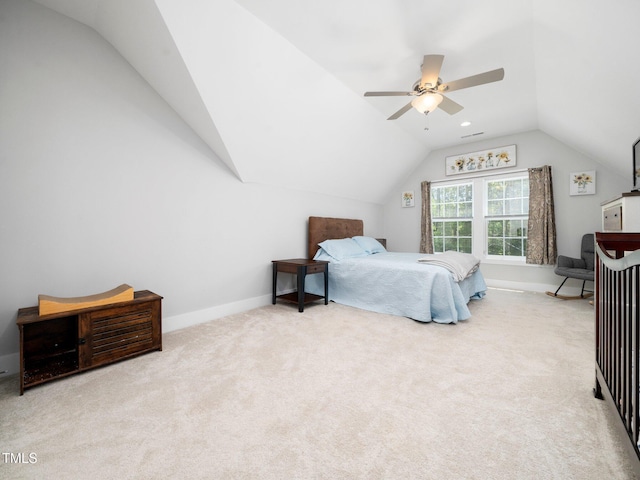 1176 Sagamore Dr, Louisburg, NC 27549 - bedroom featuring vaulted ceiling, carpet, and ceiling fan