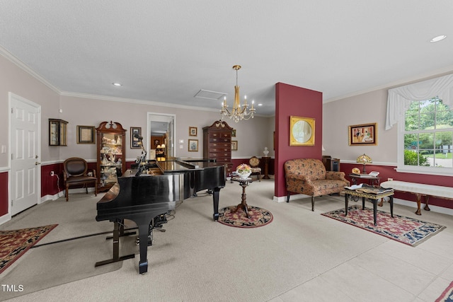 116 Lost Tree Ln, Cary, NC 27513 - carpeted living area featuring ornamental molding and recessed lighting