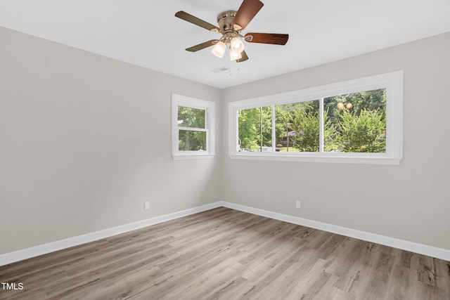 1605 Nixon St, Durham, NC 27707 - empty room featuring healthy amount of natural light, wood finished floors, and a ceiling fan