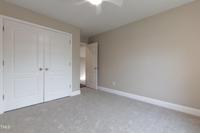 5200 Fieldwood Ct, Raleigh, NC 27616 - unfurnished bedroom with light colored carpet, a closet, and a ceiling fan