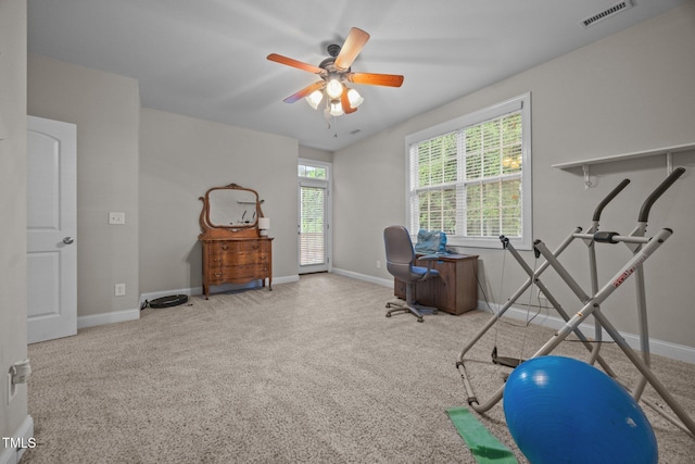 8116 Mosby Way, Willow Springs, NC 27592 - office area with ceiling fan and carpet flooring