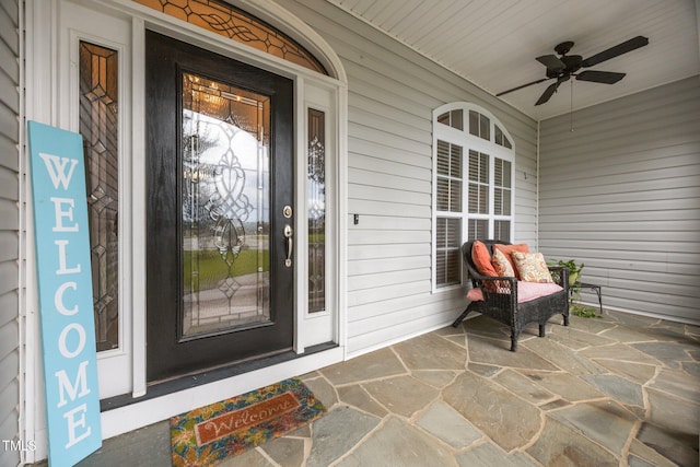 8116 Mosby Way, Willow Springs, NC 27592 - doorway to property featuring a porch and a ceiling fan