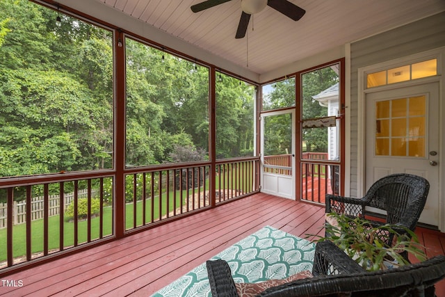 8116 Mosby Way, Willow Springs, NC 27592 - sunroom / solarium featuring a ceiling fan
