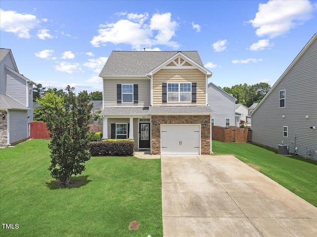 504 Gumview Cir, Fuquay Varina, NC 27526 - craftsman-style home with concrete driveway and stone siding