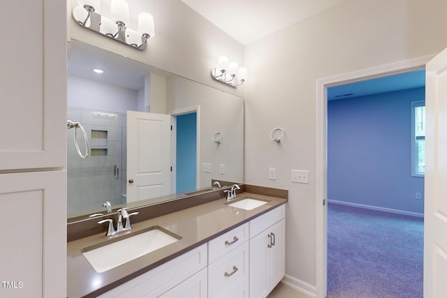 2735 Hunter Woods Dr # 571, Apex, NC 27502 - full bathroom with double vanity and a stall shower