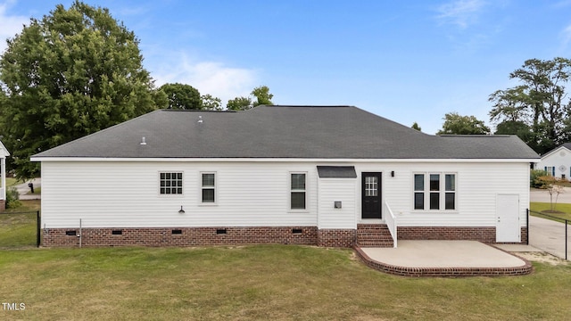 4408 Highmeadow Ln N, Wilson, NC 27896 - back of property featuring crawl space, a patio, a shingled roof, and entry steps