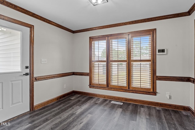 4408 Highmeadow Ln N, Wilson, NC 27896 - unfurnished room featuring dark wood-type flooring and ornamental molding