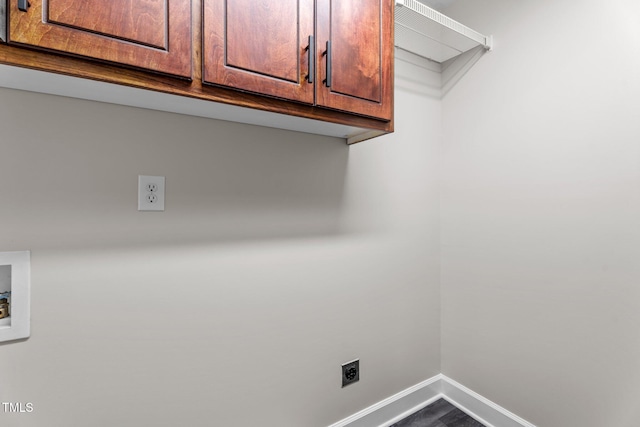 4408 Highmeadow Ln N, Wilson, NC 27896 - washroom featuring electric dryer hookup, cabinet space, and hookup for a washing machine