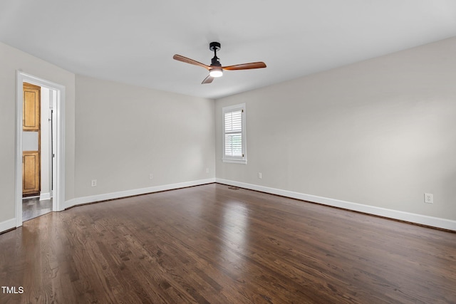 4408 Highmeadow Ln N, Wilson, NC 27896 - empty room with ceiling fan and dark wood-style flooring