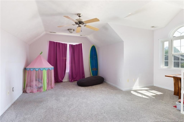 3401 Connection Dr, Fayetteville, NC 28311 - additional living space featuring lofted ceiling, carpet flooring, and ceiling fan