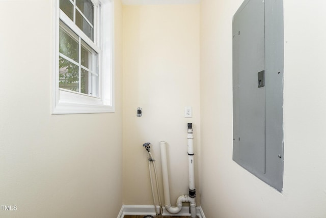 919 Chester St, Durham, NC 27701 - laundry room featuring electric panel and electric dryer hookup