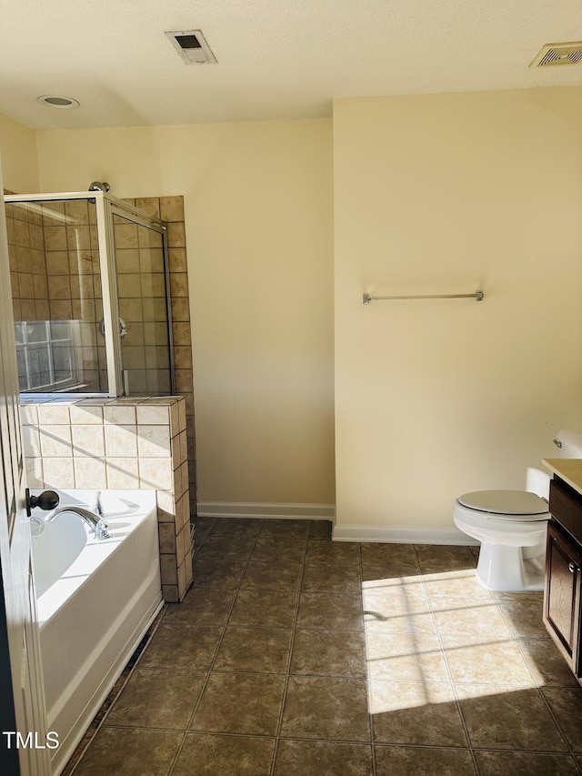 1150 Brookhill Way, Cary, NC 27519 - bathroom featuring a garden tub, tiled shower, vanity, and tile patterned flooring