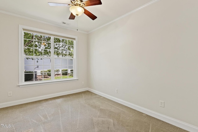 400 Indian Elm Ln, Cary, NC 27519 - carpeted spare room with ornamental molding and a ceiling fan