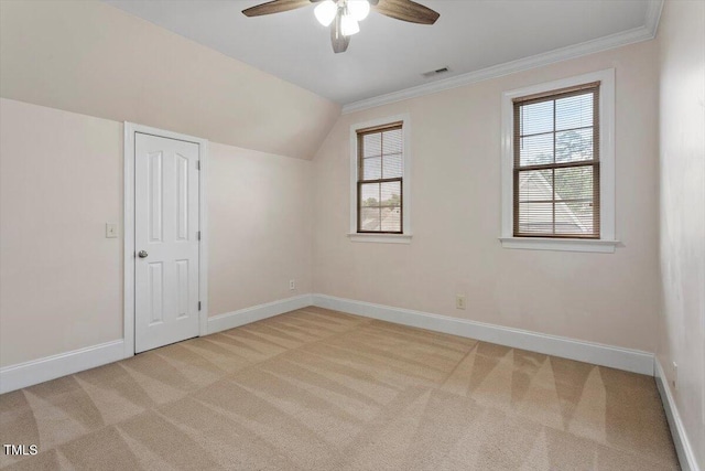 10012 San Remo Pl, Wake Forest, NC 27587 - additional living space with light colored carpet, a ceiling fan, healthy amount of natural light, and vaulted ceiling