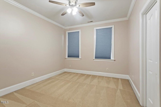 10012 San Remo Pl, Wake Forest, NC 27587 - unfurnished room featuring light carpet, ceiling fan, and crown molding