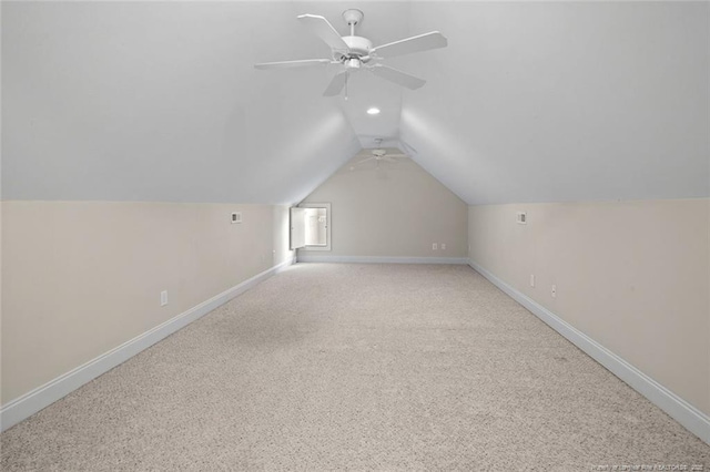 259 Rolling Pines Dr, Spring Lake, NC 28390 - additional living space with lofted ceiling, carpet flooring, ceiling fan, and recessed lighting