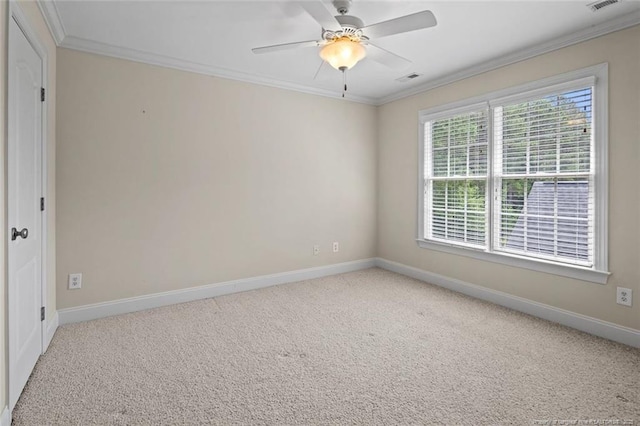 259 Rolling Pines Dr, Spring Lake, NC 28390 - carpeted spare room featuring crown molding and a ceiling fan
