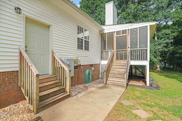 178 Palmer Dr, Clayton, NC 27527 - wooden terrace with a sunroom, entry steps, and a yard