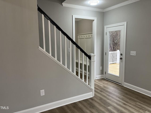 3204 Overlook Ct, Burlington, NC 27215 - entrance foyer with wood finished floors, crown molding, stairs, and plenty of natural light
