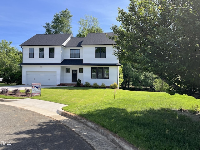 3204 Overlook Ct, Burlington, NC 27215 - view of front facade with an attached garage, a front yard, driveway, and roof with shingles