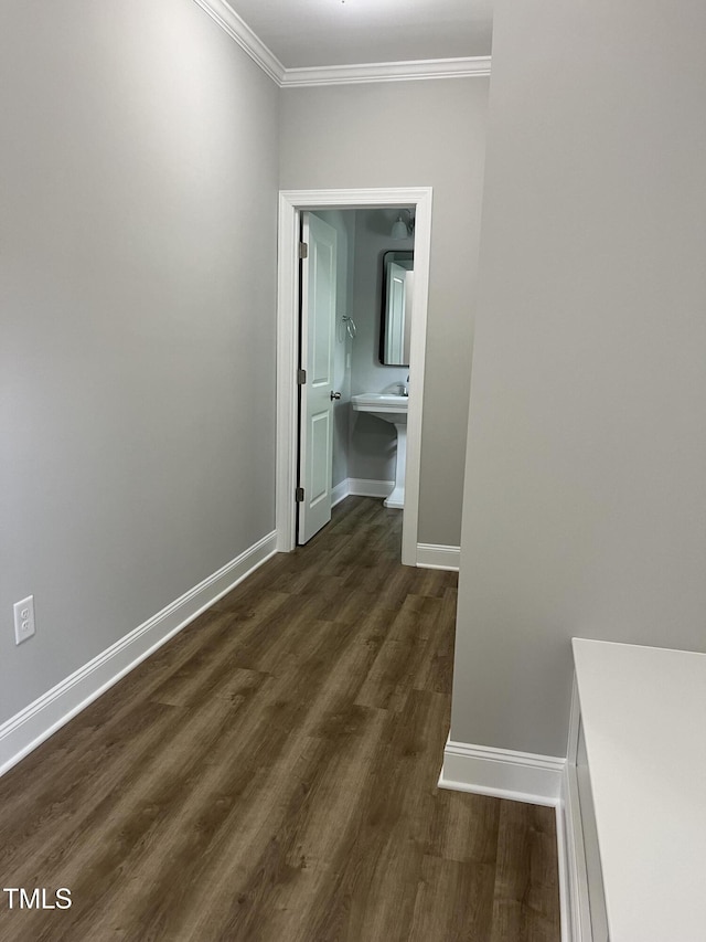 3204 Overlook Ct, Burlington, NC 27215 - hallway featuring crown molding and dark wood-type flooring