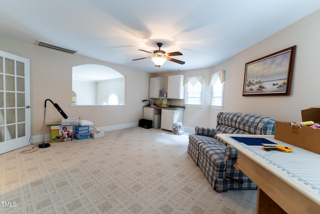 5920 Two Pines Trl, Wake Forest, NC 27587 - living room featuring ceiling fan and light carpet