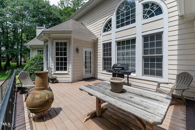 5920 Two Pines Trl, Wake Forest, NC 27587 - wooden terrace with grilling area