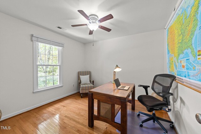 308 Trappers Sack Rd, Cary, NC 27513 - office featuring light wood-style floors and ceiling fan