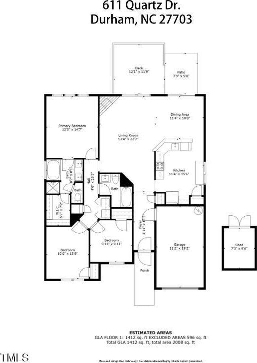 611 Quartz Dr, Durham, NC 27703 - view of floor plan / room layout