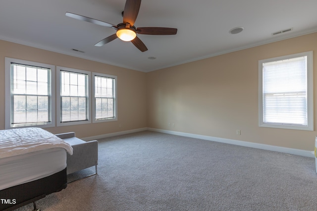 9701 Corktree Ct, Wake Forest, NC 27587 - bedroom with carpet, crown molding, and a ceiling fan