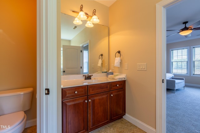 9701 Corktree Ct, Wake Forest, NC 27587 - bathroom featuring vanity, ensuite bath, and a ceiling fan