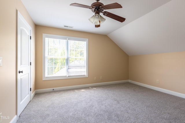 9701 Corktree Ct, Wake Forest, NC 27587 - bonus room featuring a ceiling fan, carpet flooring, and vaulted ceiling