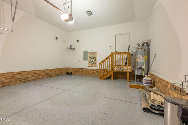 9701 Corktree Ct, Wake Forest, NC 27587 - garage with gas water heater, a garage door opener, and electric panel