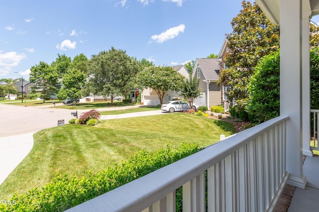 9701 Corktree Ct, Wake Forest, NC 27587 - view of green lawn with a residential view, driveway, and a garage