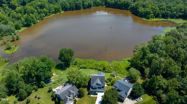 9701 Corktree Ct, Wake Forest, NC 27587 - drone / aerial view of a nearby body of water and a forest