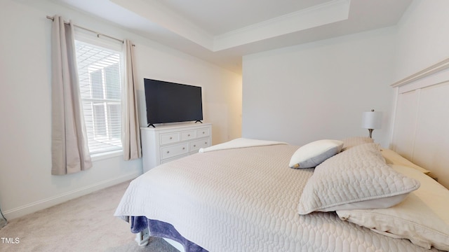 1720 Pinecliff Ct, Fuquay Varina, NC 27526 - bedroom featuring light carpet, ornamental molding, and a raised ceiling