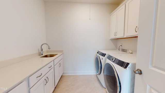 1720 Pinecliff Ct, Fuquay Varina, NC 27526 - laundry room with independent washer and dryer, cabinet space, and light tile patterned floors