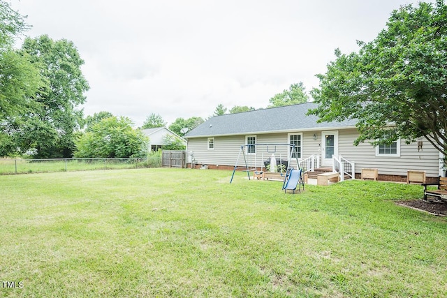 2120 Northcrest Dr, Elon, NC 27244 - rear view of property with a fenced backyard and crawl space
