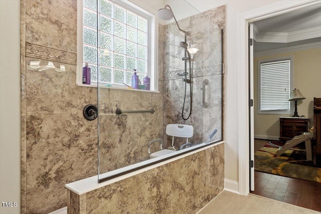 23 Northern Way Ct, Durham, NC 27712 - full bath featuring crown molding and walk in shower