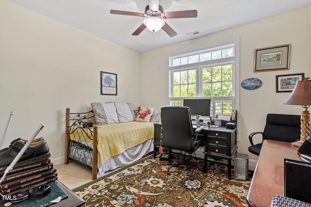 23 Northern Way Ct, Durham, NC 27712 - bedroom featuring a desk, a ceiling fan, and carpet floors