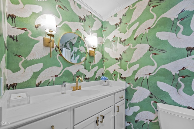 926 Wimbleton Dr, Raleigh, NC 27609 - bathroom with crown molding and vanity