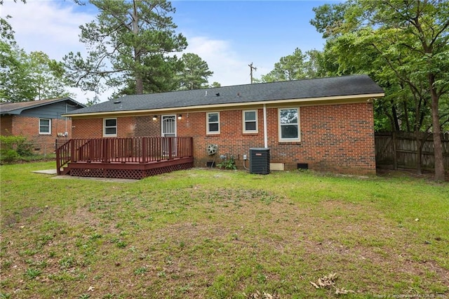 425 N Platte Rd, Fayetteville, NC 28303 - back of house with crawl space, a deck, and brick siding