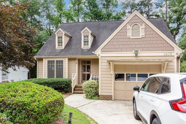 1408 Morningsdale Dr, Raleigh, NC 27609 - view of front of property featuring roof with shingles, a garage, and concrete driveway