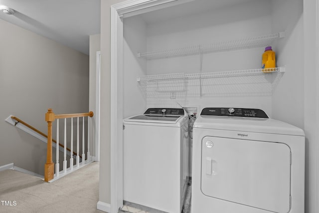 400 Nottinghill Walk, Apex, NC 27502 - laundry room featuring washing machine and clothes dryer and light carpet