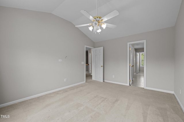 400 Nottinghill Walk, Apex, NC 27502 - unfurnished bedroom featuring vaulted ceiling, light colored carpet, and a ceiling fan