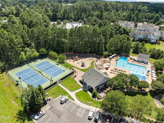 400 Nottinghill Walk, Apex, NC 27502 - drone / aerial view of a forest and a pool area